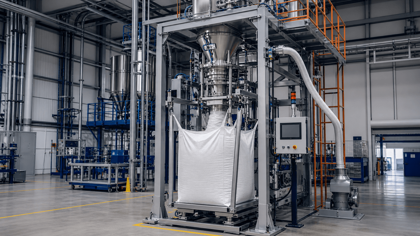 Ton-level big bag filling frame for granular materials