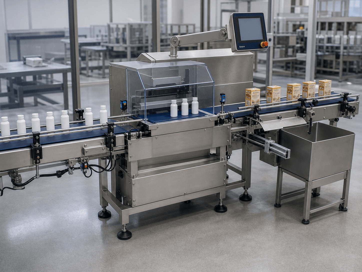 Engineer commissioning an industrial checkweigher